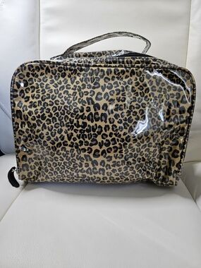 Old Navy Leopard Print Clear Cosmetic Bag - Brown & Black